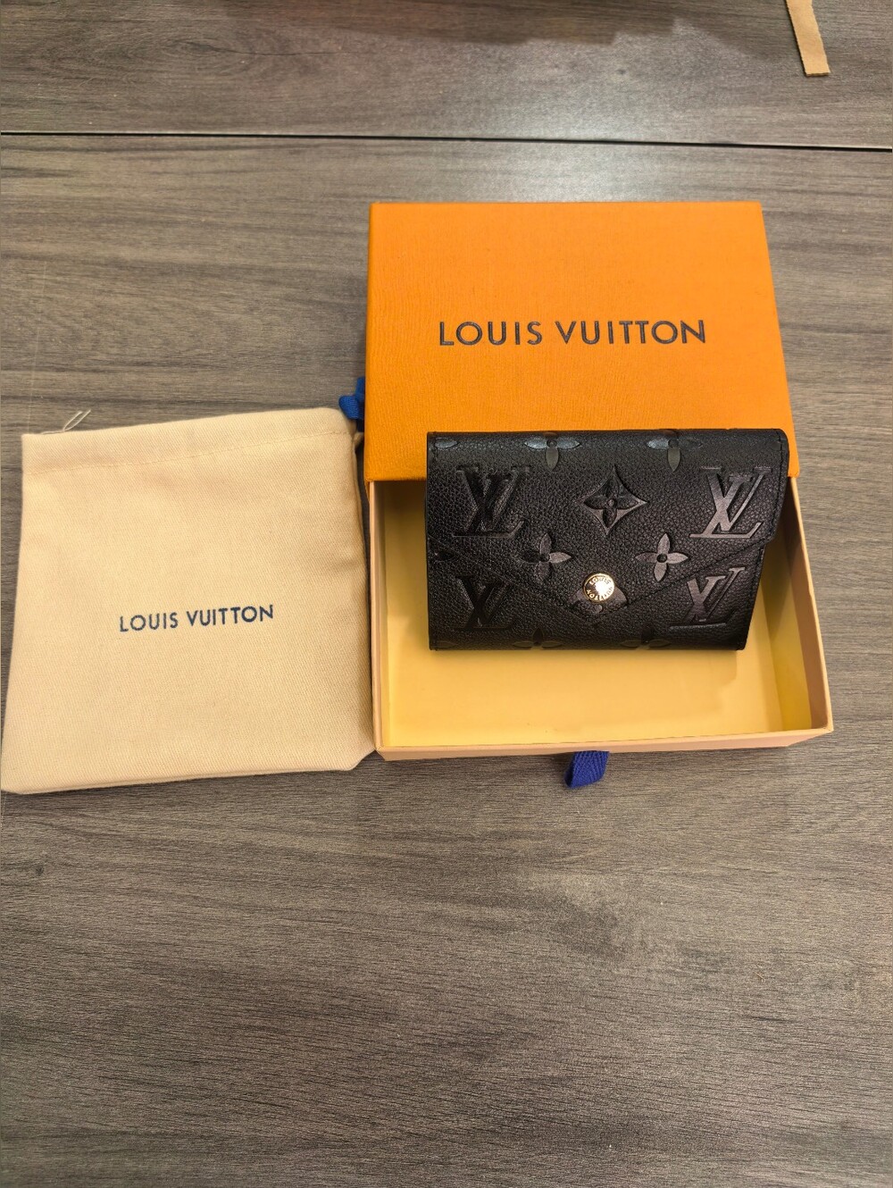 Louis Vuitton Black Embossed Monogram Mini Envelope Wallet